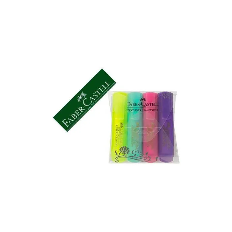Rotulador Faber Castell fluorescente 1546 pastel estuche 4 unidades colores surtidos