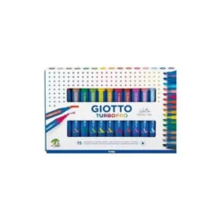 ROTULADOR GIOTTO TURBO PRO ACUARELABLE DOBLE PUNTA ESTUCHE DE 15 UNIDADES COLORES SURTIDOS