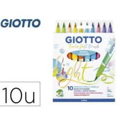 ROTULADOR GIOTTO TURBO SOFT BRUSH PASTEL PUNTA DE PINCEL CAJA DE 10 UNIDADES COLORES SURTIDOS