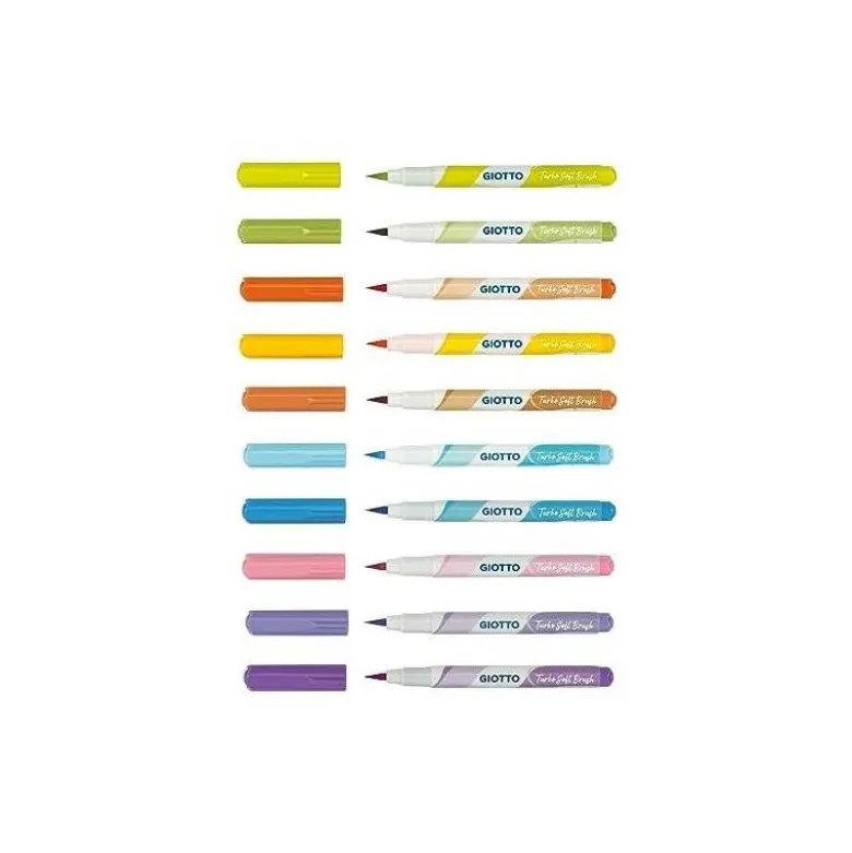 ROTULADOR GIOTTO TURBO SOFT BRUSH PASTEL PUNTA DE PINCEL CAJA DE 10 UNIDADES COLORES SURTIDOS