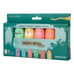 ROTULADOR IMAGINOVO FLUORESCENTE SAFARI GLOW PASTEL ANIMALES CAJA 6 UNIDADES SURTIDAS