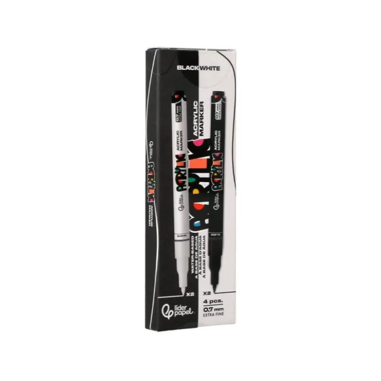 ROTULADOR LIDERPAPEL ACRYLIC BASE AGUA TODO TIPO DE SUPERFICIE PUNTA FINA 0,7 MM CAJA DE 4 PERFILADORES