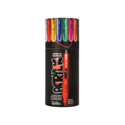 ROTULADOR LIDERPAPEL ACRYLIC BASE AGUA TODO TIPO DE SUPERFICIE PUNTA REDONDA 3 MM CAJA DE 8 UNIDADES COLORES