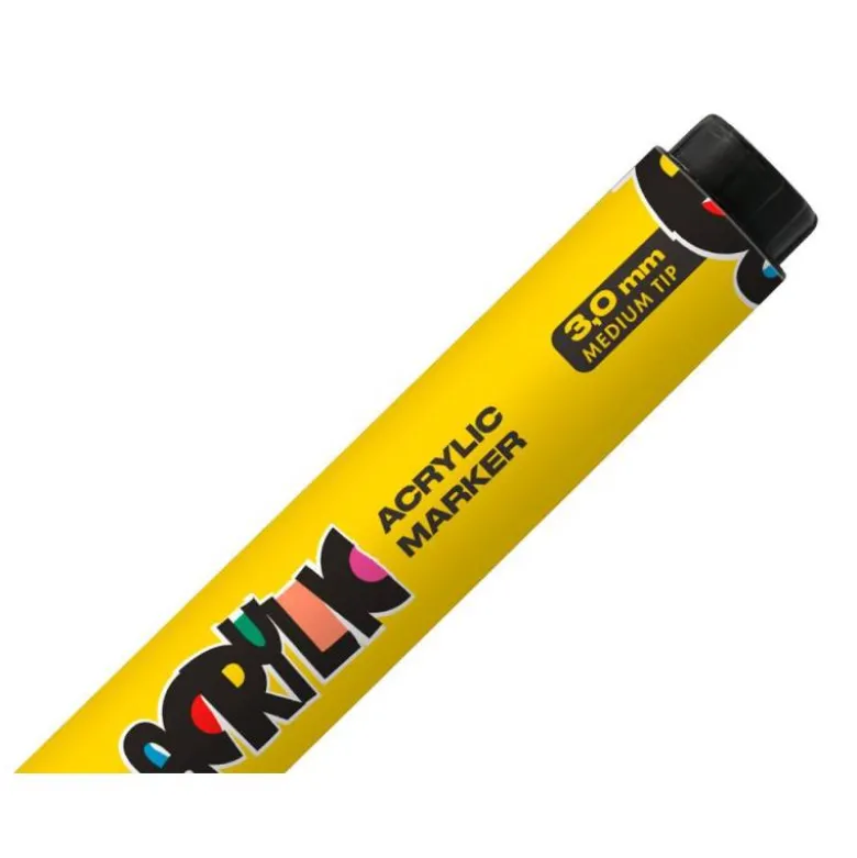 ROTULADOR LIDERPAPEL ACRYLIC BASE AGUA TODO TIPO DE SUPERFICIE PUNTA REDONDA 3 MM AMARILLO