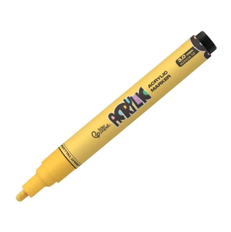ROTULADOR LIDERPAPEL ACRYLIC BASE AGUA TODO TIPO DE SUPERFICIE PUNTA REDONDA 3 MM AMARILLO CLARO