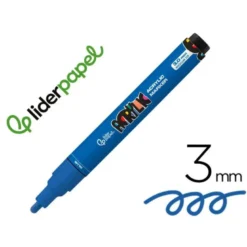 ROTULADOR LIDERPAPEL ACRYLIC BASE AGUA TODO TIPO DE SUPERFICIE PUNTA REDONDA 3 MM AZUL