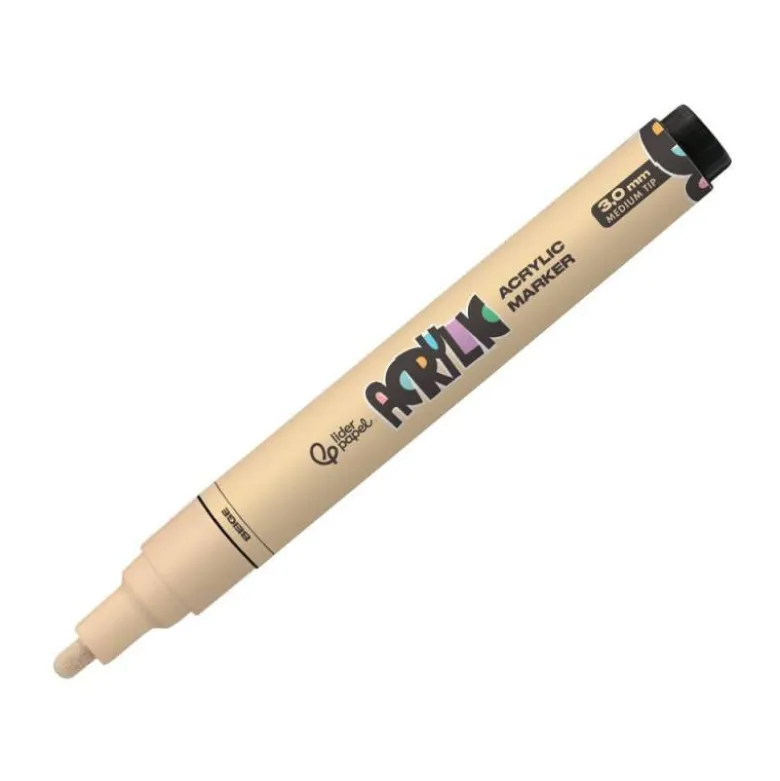 ROTULADOR LIDERPAPEL ACRYLIC BASE AGUA TODO TIPO DE SUPERFICIE PUNTA REDONDA 3 MM BEIGE
