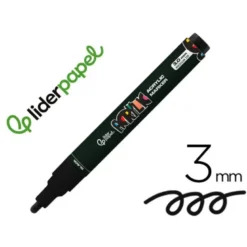ROTULADOR LIDERPAPEL ACRYLIC BASE AGUA TODO TIPO DE SUPERFICIE PUNTA REDONDA 3 MM NEGRO