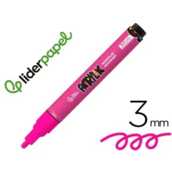ROTULADOR LIDERPAPEL ACRYLIC BASE AGUA TODO TIPO DE SUPERFICIE PUNTA REDONDA 3 MM ROSA