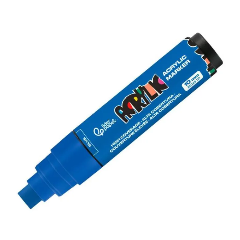 ROTULADOR LIDERPAPEL ACRYLIC BASE AGUA TODO TIPO DE SUPERFICIE PUNTA RECTANGULAR 10 MM AZUL