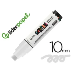 ROTULADOR LIDERPAPEL ACRYLIC BASE AGUA TODO TIPO DE SUPERFICIE PUNTA RECTANGULAR 10 MM BLANCO