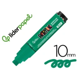ROTULADOR LIDERPAPEL ACRYLIC BASE AGUA TODO TIPO DE SUPERFICIE PUNTA RECTANGULAR 10 MM VERDE