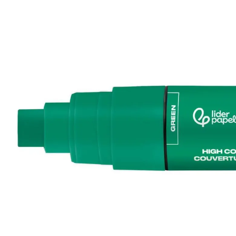 ROTULADOR LIDERPAPEL ACRYLIC BASE AGUA TODO TIPO DE SUPERFICIE PUNTA RECTANGULAR 10 MM VERDE