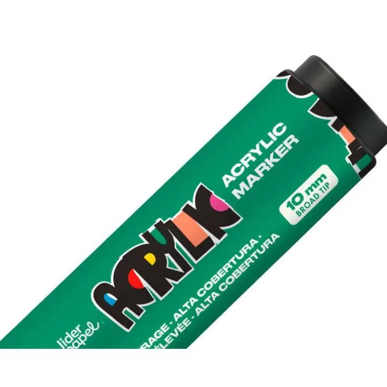 ROTULADOR LIDERPAPEL ACRYLIC BASE AGUA TODO TIPO DE SUPERFICIE PUNTA RECTANGULAR 10 MM VERDE