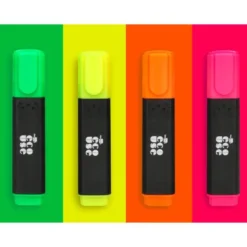 ROTULADOR LIDERPAPEL ECOUSE FLUORESCENTE FABRICADO CON 68% PLASTICO RECICLADO CAJA DE 4 UNIDADES COLORES SURTIDOS