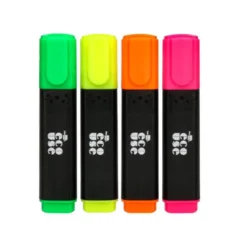 ROTULADOR LIDERPAPEL ECOUSE FLUORESCENTE FABRICADO CON 68% PLASTICO RECICLADO CAJA DE 4 UNIDADES COLORES SURTIDOS