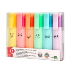ROTULADOR LIDERPAPEL FLUORESCENTE PASTEL PUNTA BISELADA ESTUCHE DE 6 UNIDADES COLORES SURTIDOS