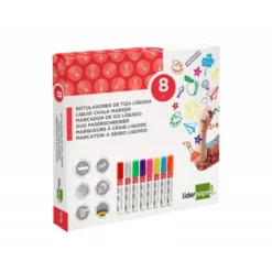 ROTULADOR LIDERPAPEL TIZA LIQUIDA PUNTA REDONDA TRAZO 6 MM CAJA DE 8 UNIDADES COLORES SURTIDOS