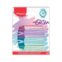 ROTULADOR MAPED FLUORESCENTE PEPS PASTEL CON GLITTER 4 UNIDADES COLORES SURTIDOS
