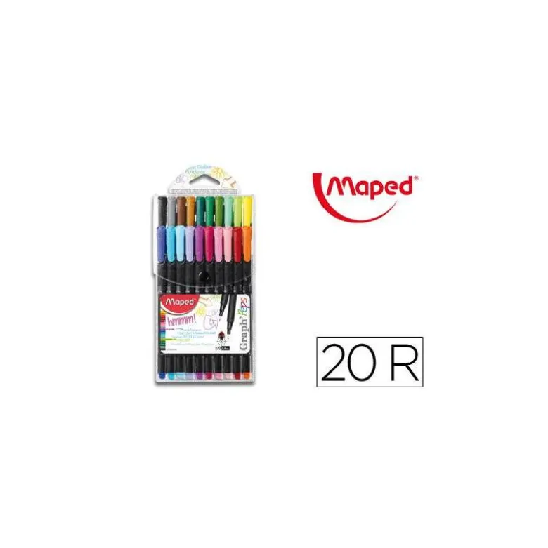 Rotulador Maped Graph´Peps Punta de Metal Fina Estuche de 20 colores