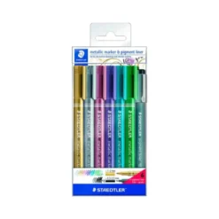 Rotulador Marcador Staedtler Metálico 8323 de Colores Surtidos Blister 6 unidades+Rotulador Calibrado 308 C2-9