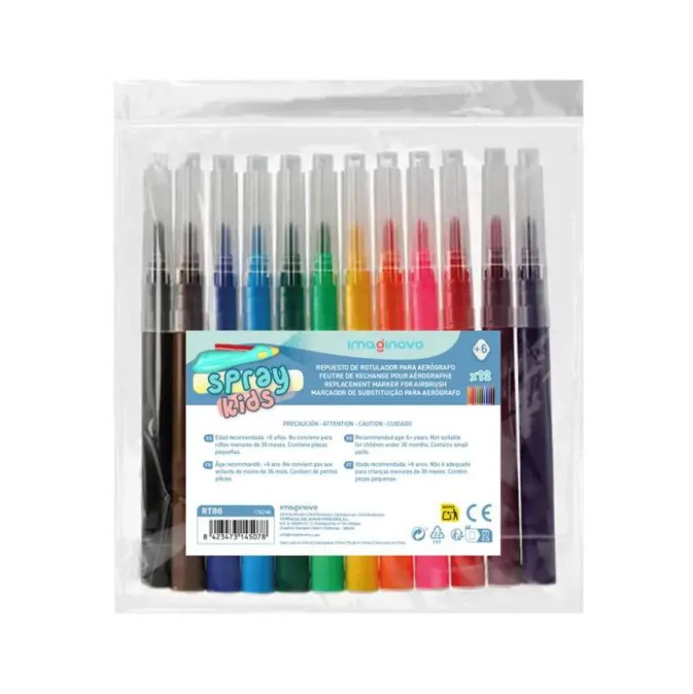 ROTULADOR PARA AEROGRAFO INFANTIL IMAGINOVO BOLSA DE 12 UNIDADES COLORES SURTIDOS