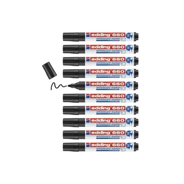 Rotulador para pizarra blanca Edding 660 negro recargable
