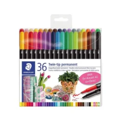 Rotulador Permanente Staedtler 3187 Doble Punta de Colores Surtidos Estuche de 36 unidades