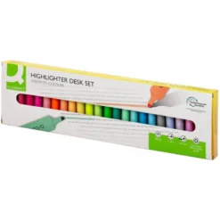ROTULADOR Q-CONNECT FLUORESCENTE PUNTA BISELADA ESTUCHE DE SOBREMESA 23 UNIDADES COLORES SURTIDOS