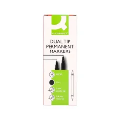 ROTULADOR Q-CONNECT MARCADOR PERMANENTE DOBLE PUNTA COLOR NEGRO 4 MM Y 1 MM
