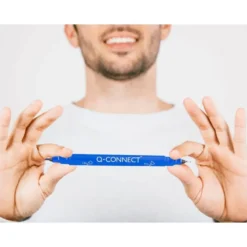 ROTULADOR Q-CONNECT MARCADOR PERMANENTE DOBLE PUNTA COLOR AZUL 0,4 MM Y 1 MM
