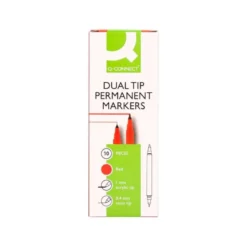 ROTULADOR Q-CONNECT MARCADOR PERMANENTE DOBLE PUNTA COLOR ROJO 0,4 MM Y 1 MM