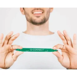 ROTULADOR Q-CONNECT MARCADOR PERMANENTE DOBLE PUNTA COLOR VERDE 0,4 MM Y 1 MM