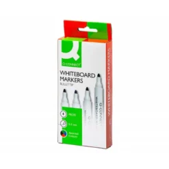Rotulador Q-Connect para pizarra blanca estuche de 4 colores surtidos punta redonda trazo 3.0 mm