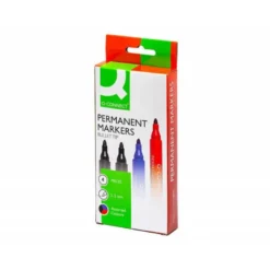 Rotulador Q-Connect permanente estuche de 4 colores surtidos punta redonda trazo 3.0 mm