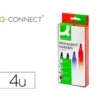Rotulador Q-Connect permanente estuche de 4 colores surtidos punta biselada trazo 5.0 mm