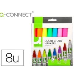 ROTULADOR Q-CONNECT TIZA LIQUIDA PUNTA REDONDA TRAZO 3 MM CAJA DE 8 UNIDADES COLORES SURTIDOS