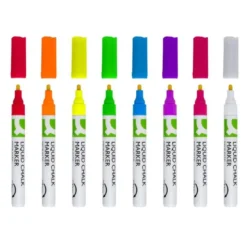 ROTULADOR Q-CONNECT TIZA LIQUIDA PUNTA REDONDA TRAZO 3 MM CAJA DE 8 UNIDADES COLORES SURTIDOS