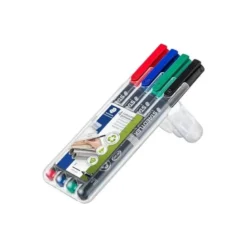 Rotulador Retroproyección Permanente Staedtler Lumocolor 318 de 4 Colores Surtidos Punta Superfina Redonda