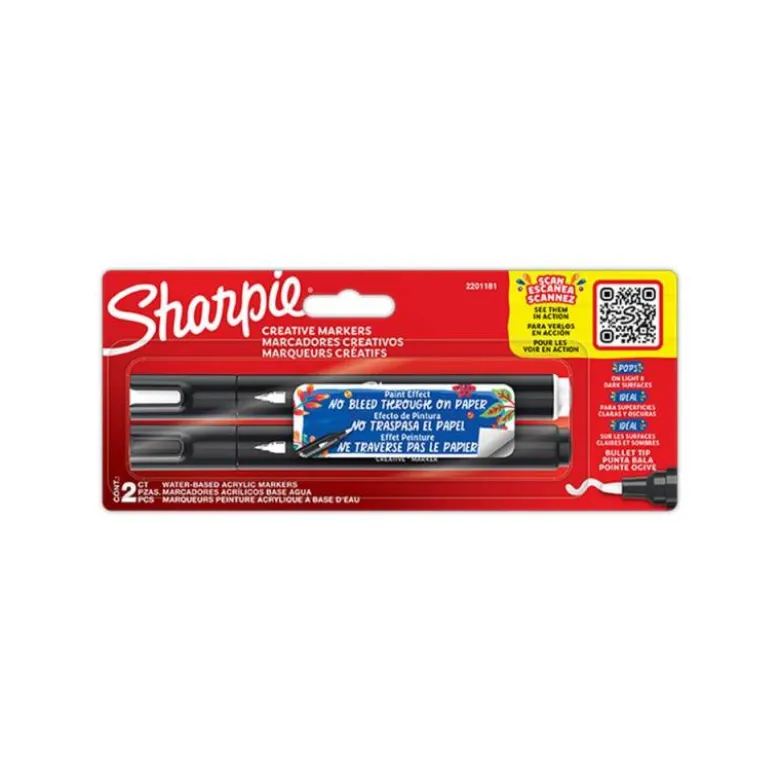 ROTULADOR SHARPIE ACRYLIC PUNTA REDONDA BLISTER DE 2 UNIDADES BLANCO Y NEGRO