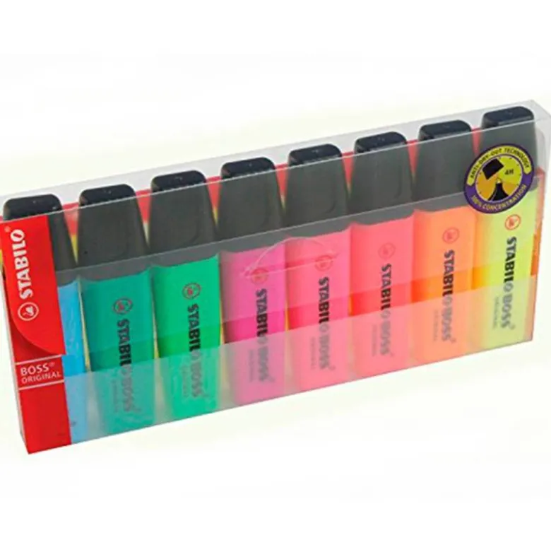 ROTULADOR STABILO BOSS FLUORESCENTE 70 ESTUCHE DE 8 UNIDADES COLORES SURTIDOS