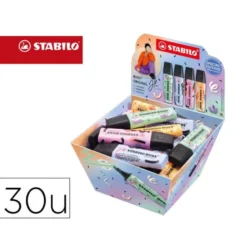 ROTULADOR STABILO BOSS FLUORESCENTE ORIGINAL PASTEL BY JU SCHNEE EXPOSITOR DE 30 UNIDADES COLORES SURTIDOS