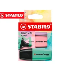 ROTULADOR STABILO BOSS FLUORESCENTE MINI PASTEL ESTUCHE DE 3 UNIDADES COLORES SURTIDOS