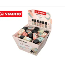 ROTULADOR STABILO BOSS FLUORESCENTE MINI NATUREVIBES EXPOSITOR BOMBONERA DE 50 UNIDADES COLORES SURTIDOS