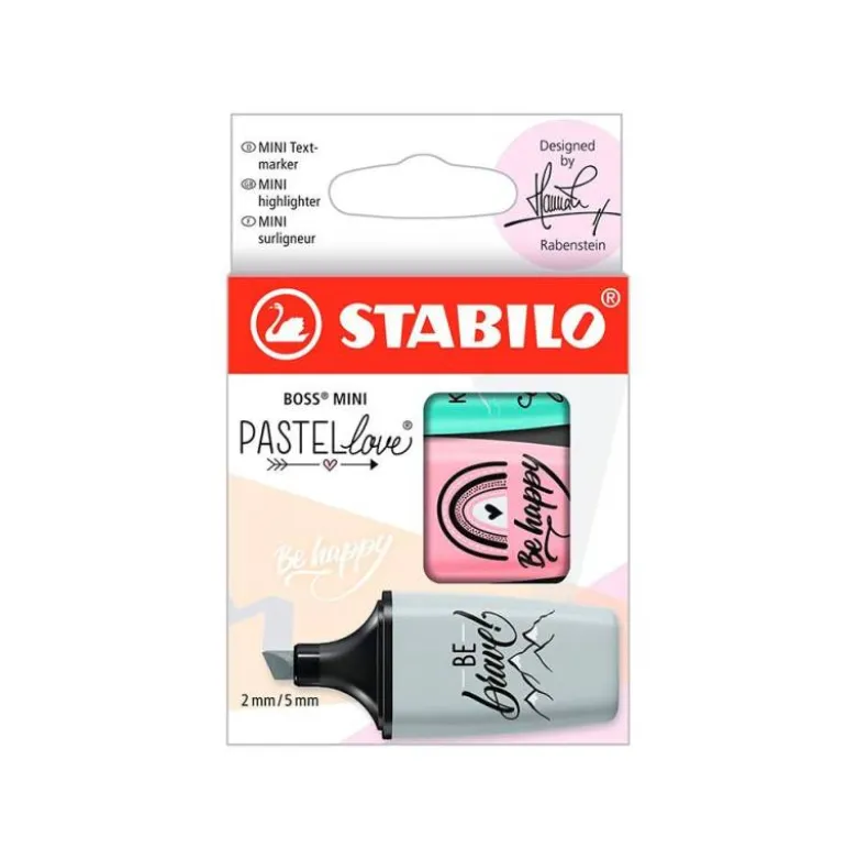 ROTULADOR STABILO BOSS MINI PASTEL LOVE ESTUCHE DE 3 UNIDADES PIZCA DE MENTA/RUBOR ROSA/TOQUE DE TURQUESA