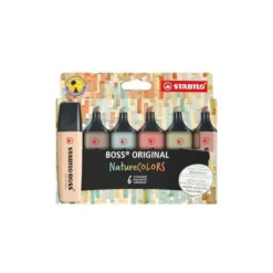 ROTULADOR STABILO BOSS PASTEL FLUORESCENTE 70 NATURE COLORS ESTUCHE DE 6 UNIDADES COLORES SURTIDOS