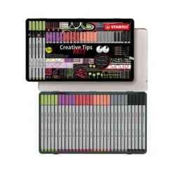 ROTULADOR STABILO CREATIVE TIPS ARTY LINE PASTEL 5 PUNTAS DIFERENTES ESTUCHE METALICO DE 30 UNIDADES