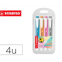 ROTULADOR STABILO FLUORESCENTE SWING COOL PASTEL ESTUCHE DE 4 UNIDADES COLORES SURTIDOS