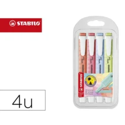ROTULADOR STABILO FLUORESCENTE SWING COOL PASTEL ESTUCHE DE 4 UNIDADES COLORES SURTIDOS