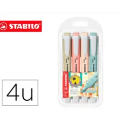 ROTULADOR STABILO FLUORESCENTE SWING COOL NATURE COLORS ESTUCHE DE 4 UNIDADES COLORES SURTIDOS